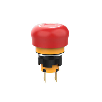 emergency stop switch with small mushroom cap, panel mount switches, rjs electronics ltd