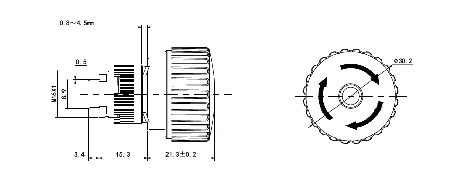 Technical drawing for emergency stop switch, e-stop, rjs electronics ltd