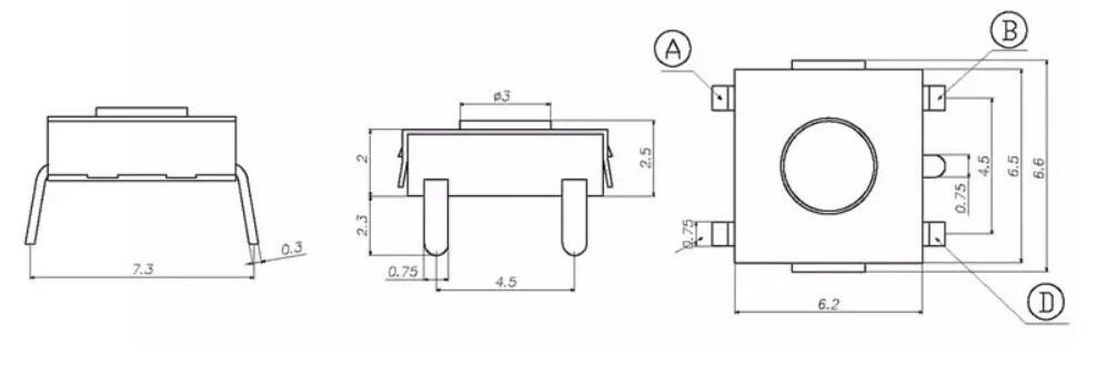 RJS-TACT-D15-H tact switch drawing, rjs electronics ltd