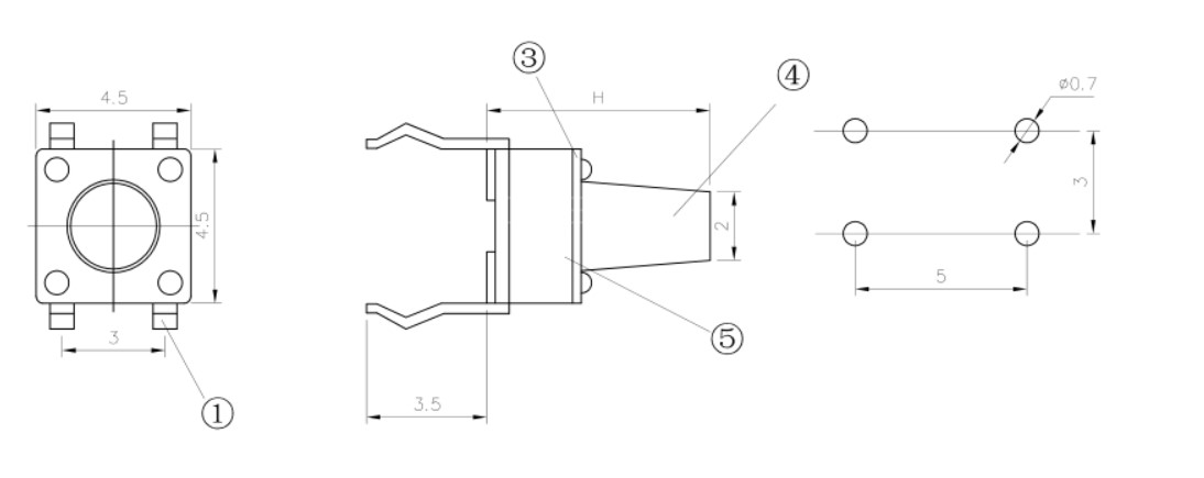 RJS-TACT-D16-H tact switch drawing, rjs electronics ltd