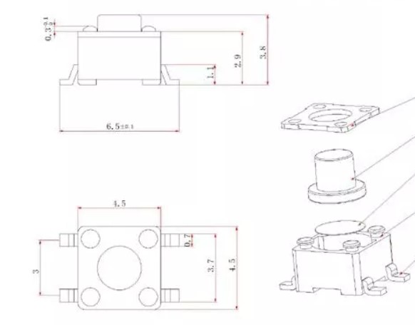 RJS-TACT-D17-H tact switch drawing, rjs electronics ltd