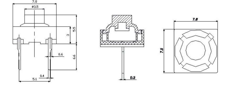 RJS-TACT-D33 tact switch drawing, rjs electronics ltd