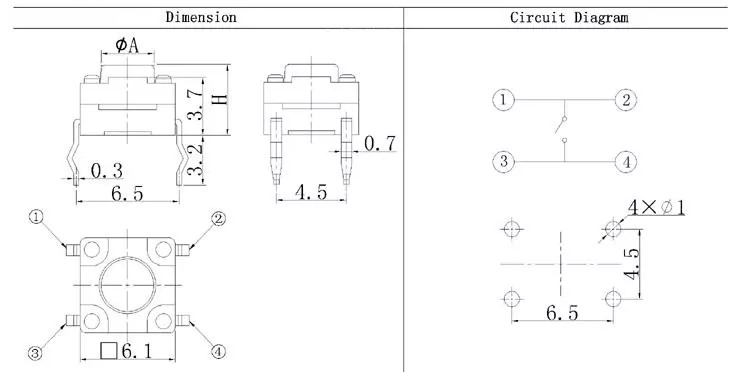 Tact switch, RJS-TACT-D39-H-IP67, RJS Electronics ltd