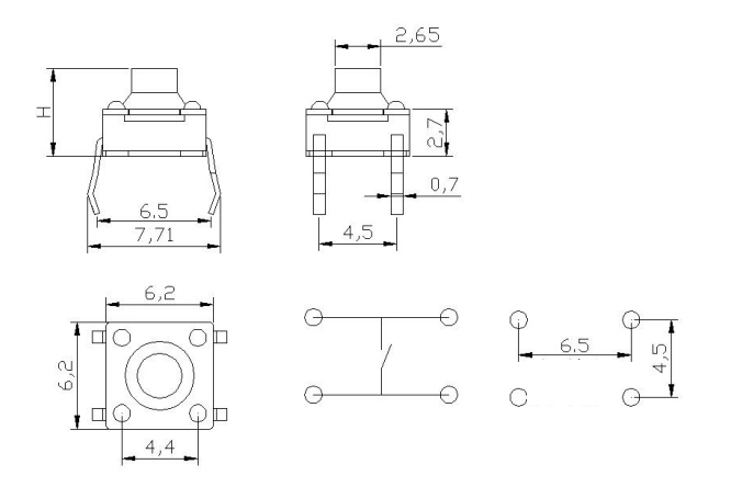 Drawing for tact switch, rjs electronics ltd