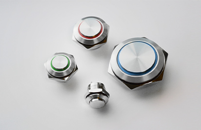 low profile, anti-vandal, metal push button switch, micro travel, led illuminated, led switches, rjs electronics ltd