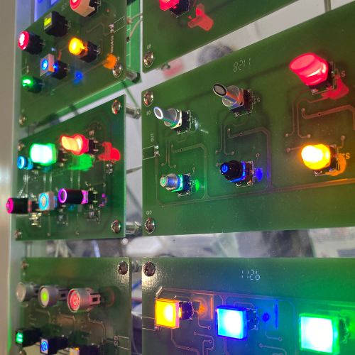 PCB switches, led illuminated switches, led switches, led indicators, push buttons, RJS Electronics Ltd