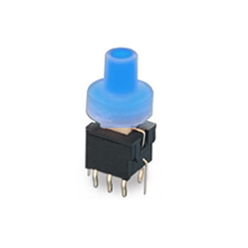 pb61304 _ Blue - PCB, push button switch, switch with LED Illumination, latching and momentary push button function, IP RATING, single or bi-colour LED illumination. RJS Electronics Ltd.