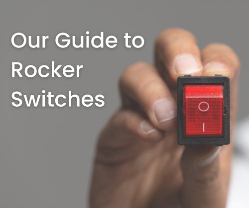 our guide to rocker switches featured image, LED illuminated red plastic panel mount rocker switches, RJS Electronics Ltd